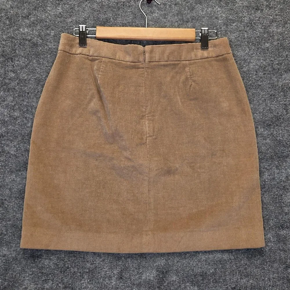 Banana Republic Skirt Womens 6 Khaki Corduroy Stretch Button Pockets Back Zip
